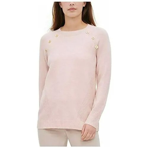 Свитер CALVIN KLEIN, длинный рукав, прямой силуэт, вязаный, без карманов, размер M, розовый