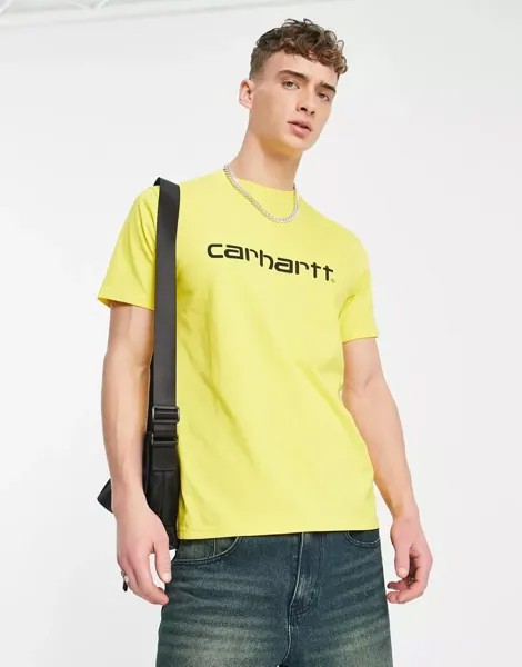 Желтая футболка с надписью Carhartt WIP