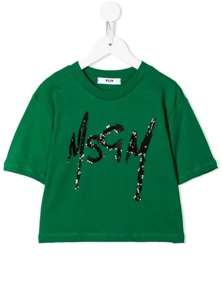 MSGM Kids укороченная футболка с пайетками
