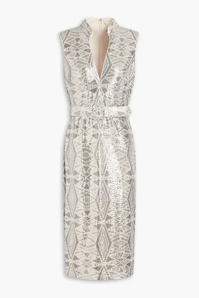 Платье из джерси с поясом и пайетками BADGLEY MISCHKA, бежевый