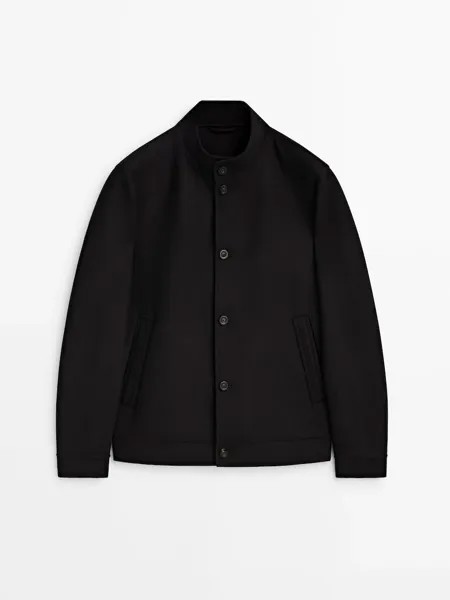 Бомбер Massimo Dutti Wool Blend, темно-синий