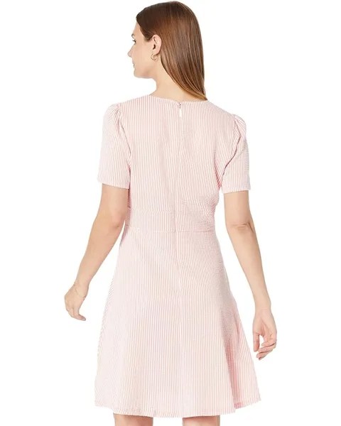 Платье Michael Kors Pinstripe Jacquard V-Neck Dress, цвет Grapefruit
