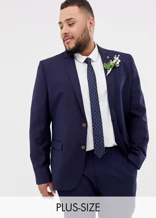 Приталенный пиджак из ткани с добавлением льна Farah Wedding-Темно-синий
