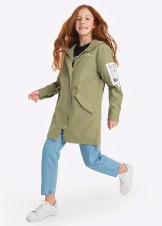 Хаки парка с нашивками для девочки Gloria Jeans