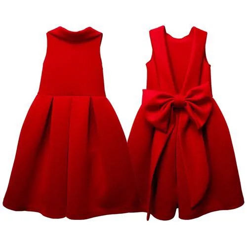Платье для девочки - Ательета - С бантиком - Красное - 5 лет (рост 110см)