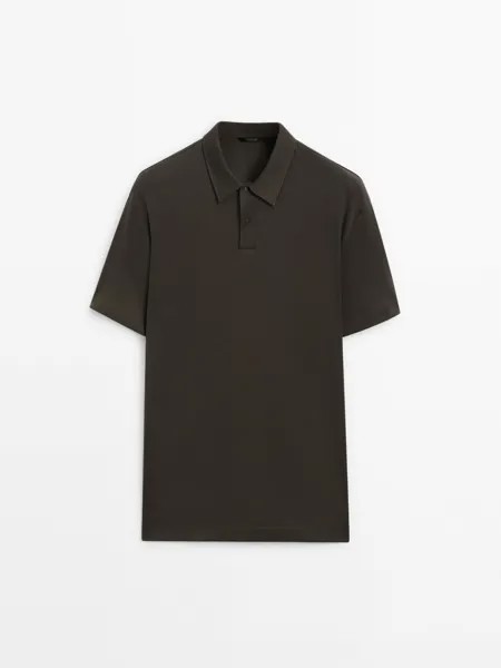 Рубашка поло из 100% хлопка с воротником на пуговицах Massimo Dutti, зеленый