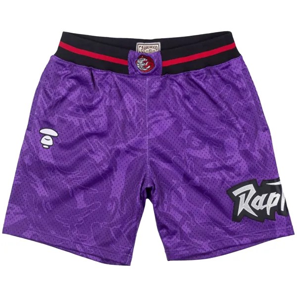 Шорты BAPE x Mitchel & Ness Toronto Raptors, фиолетовые