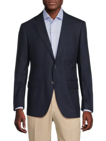 Шерстяной пиджак современного кроя Saks Fifth Avenue, темно-синий