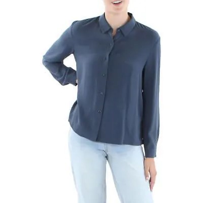 Женская серая шелковая блузка на пуговицах Eileen Fisher XXS BHFO 5618