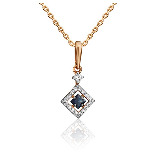 PLATINA jewelry Подвеска из красного золота с сапфиром и бриллиантом 03-0506-00-105-1110-30
