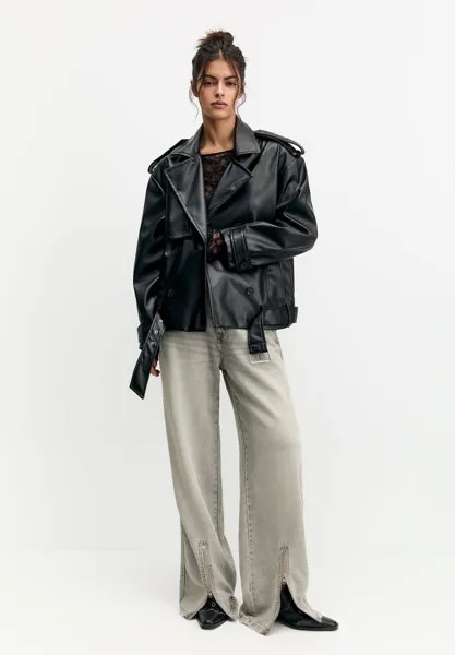 Куртка из искусственной кожи PULL&BEAR, черная
