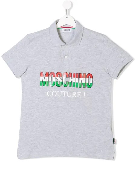 Moschino Kids трехцветная рубашка-поло с логотипом