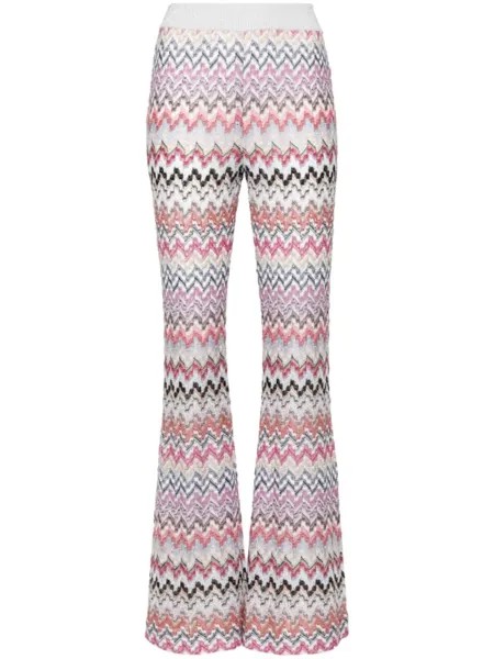 Missoni расклешенные брюки с узором зигзаг, розовый