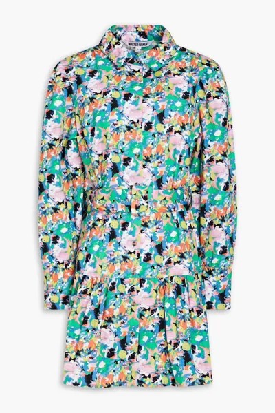 Платье-рубашка мини из хлопка Tara со сборками и цветочным принтом Walter Baker, многоцветный