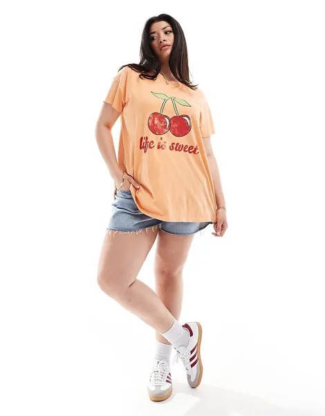 Коралловая футболка Yours Cherry