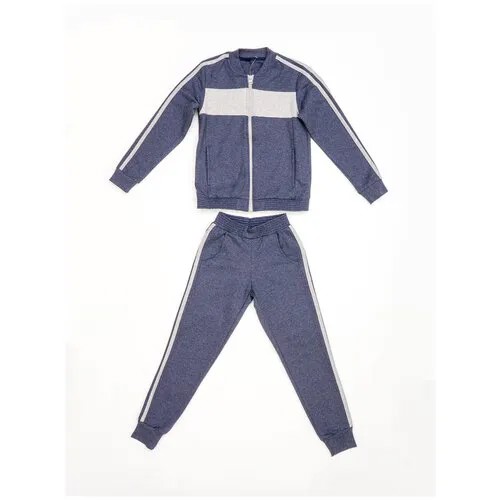 Школьная форма , олимпийка и брюки, размер 32, синий, бесцветный