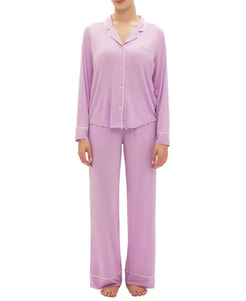 GapBody женские, 2 шт. Пижамный комплект с зубчатым воротником и длинными рукавами GAP, цвет Purple Orchid