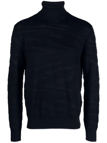 Missoni джемпер с высоким воротником и узором зигзаг, синий