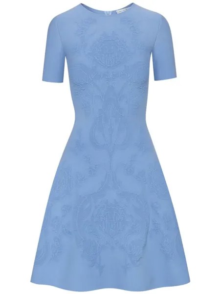 Oscar de la Renta трикотажное платье мини Art Nouveau, синий
