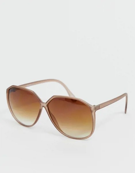 Большие угловатые солнцезащитные очки в стиле 70-х ASOS DESIGN-Neutral