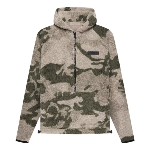 Толстовка Fear of God Essentials SS22 Polar Fleece Half Zip Hoodie 'Camouflage'