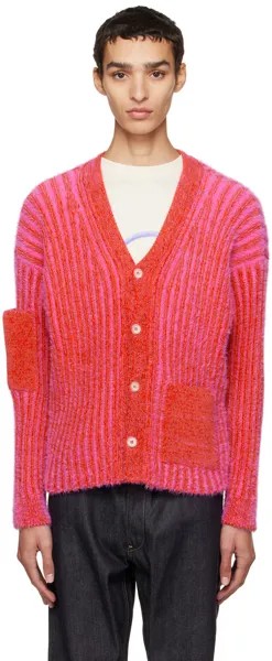 Красно-розовый кардиган Le Papier 'Le Cardigan Neve' Jacquemus