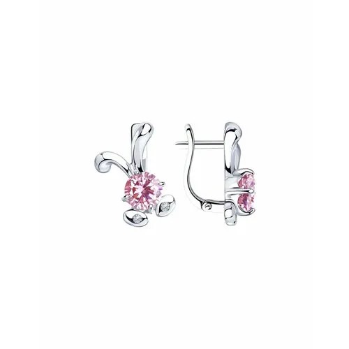 Серьги The Jeweller, серебро, 925 проба, родирование, фианит, , розовый