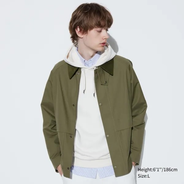 Короткая куртка с карманами UNIQLO, оливково-зеленый