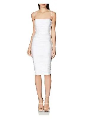 NOOKIE Женское белое вечернее облегающее платье длиной до колен на тонких бретелях L
