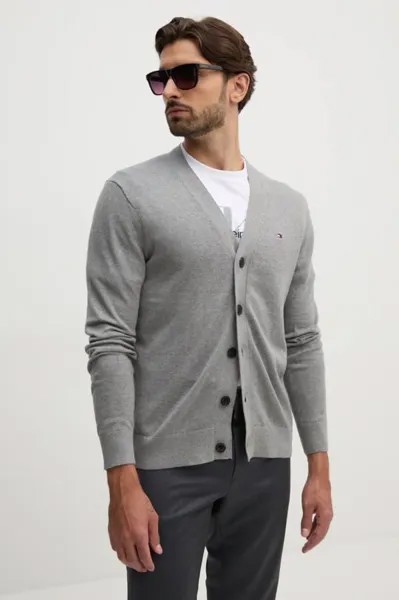 Хлопковый кардиган Tommy Hilfiger, серый