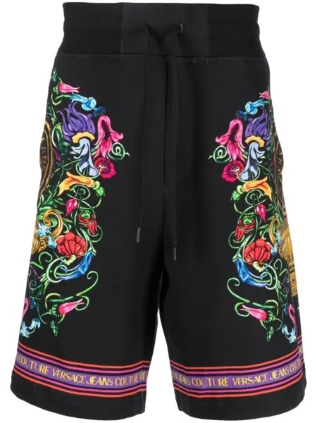 Versace Jeans Couture спортивные шорты с абстрактным принтом, черный