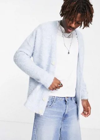 Голубой кардиган из мягкой плюшевой пряжи ASOS DESIGN