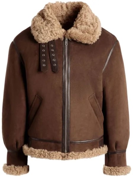 Bally куртка с подкладкой из овчины, коричневый