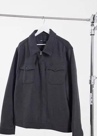 Серая куртка-харрингтон из смесовой шерсти ASOS DESIGN Plus-Серый