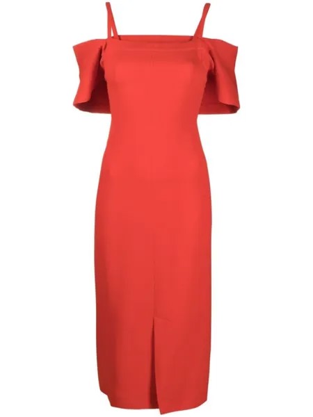 Victoria Beckham платье миди Off Shoulder Bandeau, красный