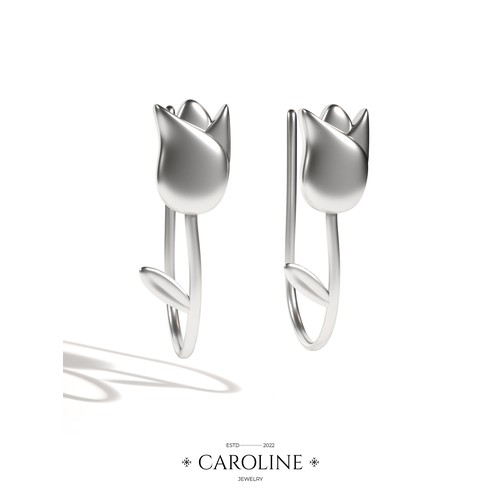 Серьги конго Caroline Jewelry, серебряный