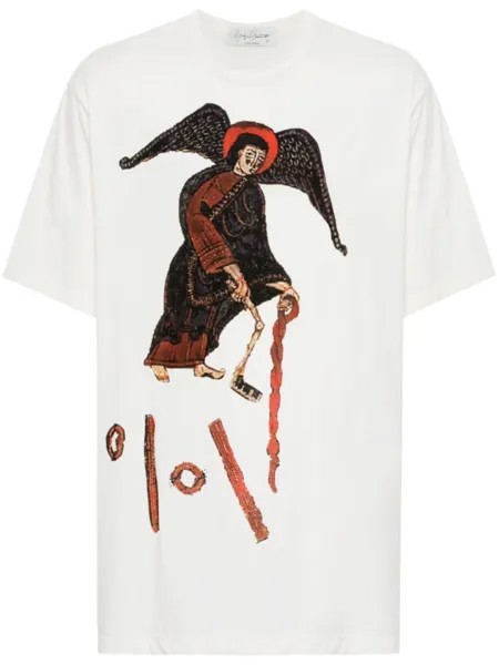 Футболка с графичным принтом Yohji Yamamoto, белый