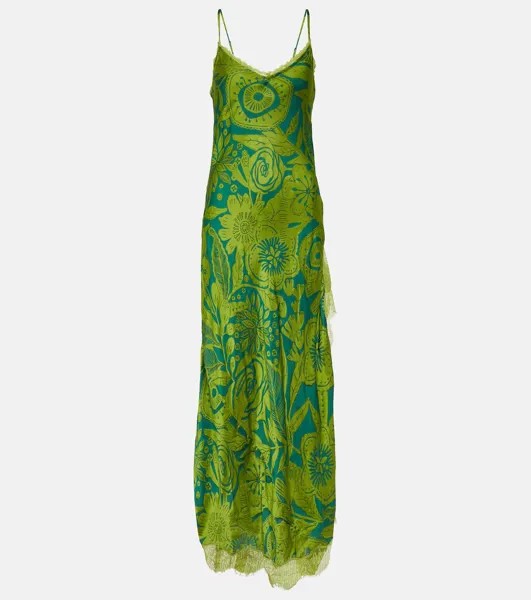Платье макси lucia с цветочным принтом Poupette St Barth, зеленый