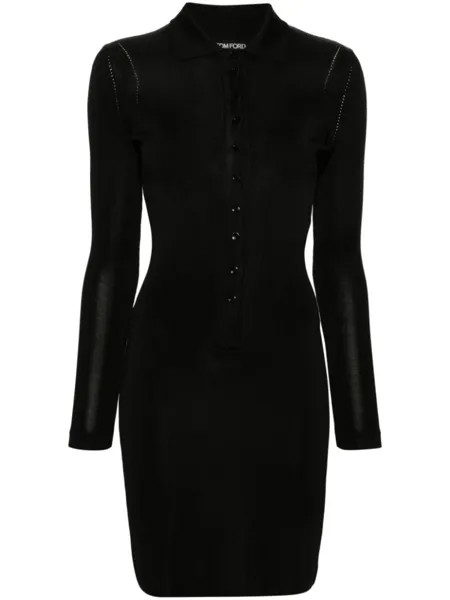 TOM FORD платье мини в рубчик, черный