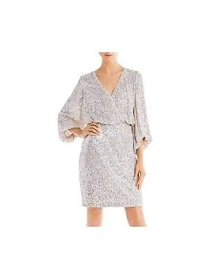 ELIZA J Женское серебряное платье-блузон с рукавами выше колена коктейльное платье-блузон 12