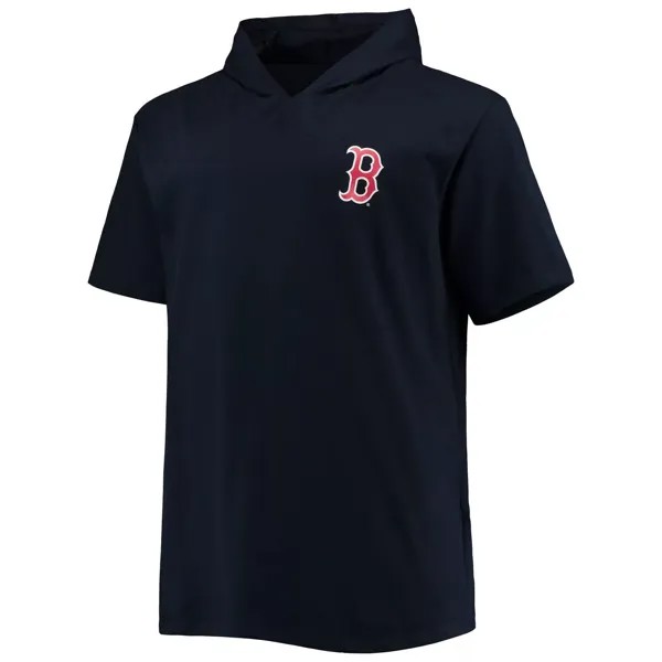 Мужская темно-синяя футболка с капюшоном и пуловером из джерси Boston Red Sox Big & Tall с короткими рукавами