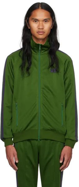 Зеленая спортивная куртка в полоску NEEDLES