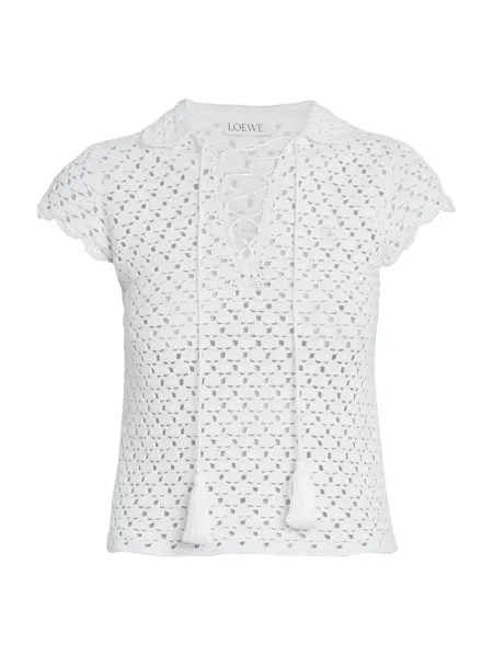 Рубашка-поло на шнуровке LOEWE x Paula's Ibiza крючком Loewe, белый