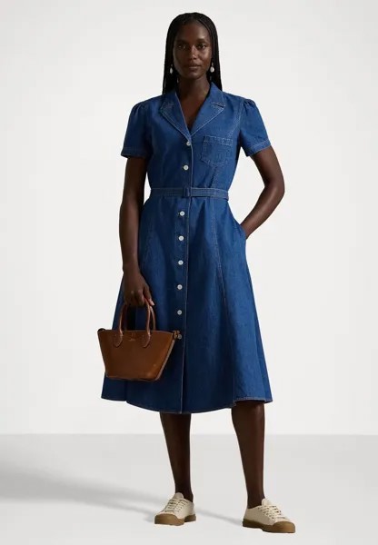 Джинсовое платье BUTTONED DENIM MIDI DRESS Ralph Lauren, синий