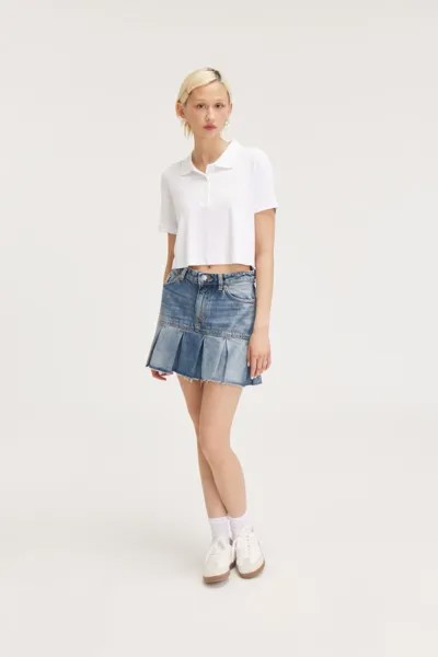 Джинсовая мини-юбка со складками Monki, синий