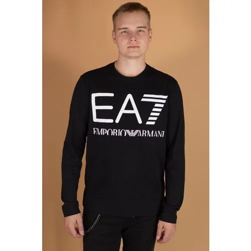 Лонгслив EA7, хлопок, размер XL, черный