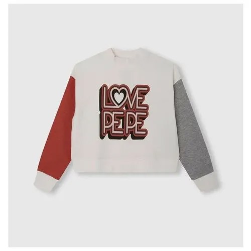 Свитшот Pepe Jeans, средней длины, без капюшона, без карманов, размер 6, мультиколор