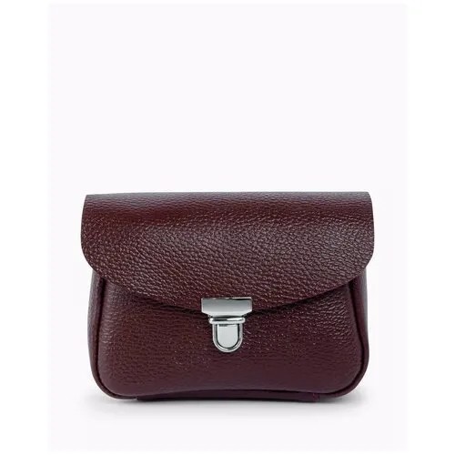 Женская поясная сумка из натуральной кожи бордовая A001 burgundy mini grain