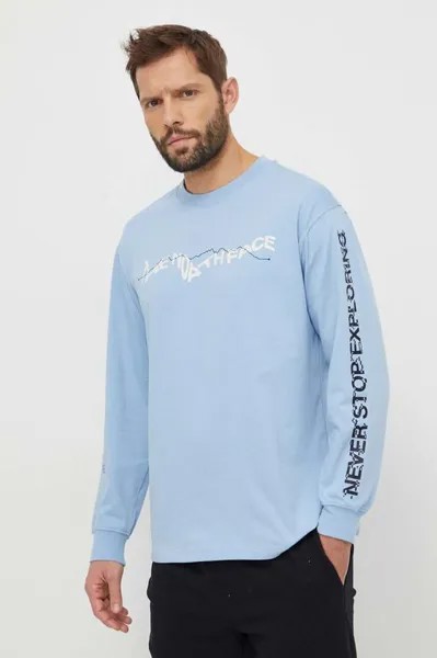 Лонгслив из хлопка The North Face, синий