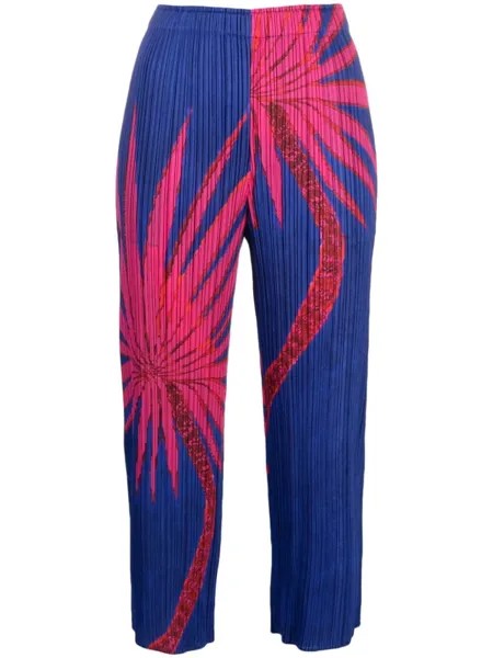 Pleats Please Issey Miyake брюки с принтом, синий